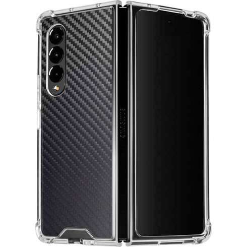 Black Carbon Fiber Specialty Texture Material Galaxy Z Fold4 5G Clear Case